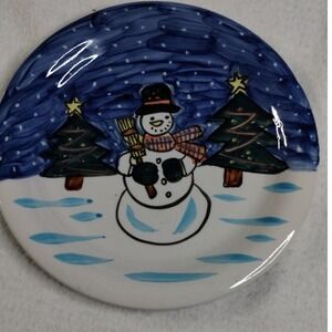 Tabletops Unlimited Holiday Season Snowman Christmas‎ Plate 10.5" Winter Decor